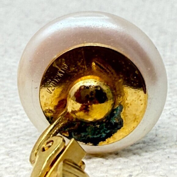 Vintage 14/20 Gold Fill Earrings Faux Pearl Clip On‎ Classic Retro Marked - Picture 5 of 10